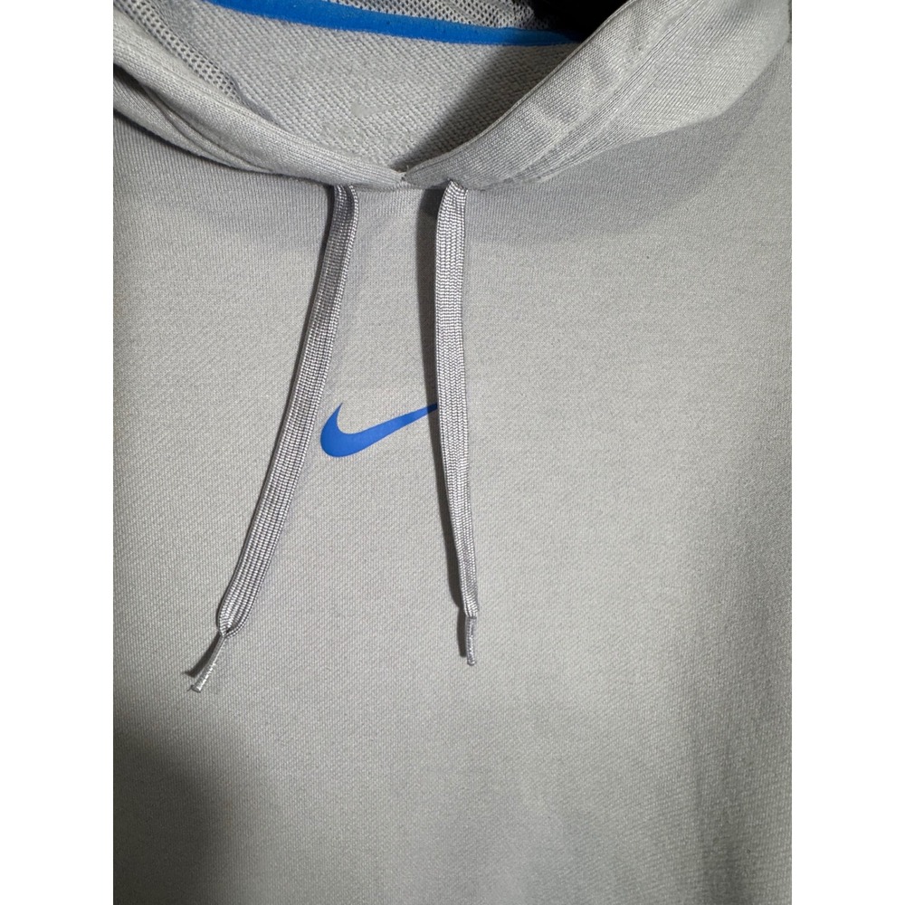 Nike Womens Grey Hoodie Blue Swoosh Pullover Sweatshirt Size M - Picture 3 of 12